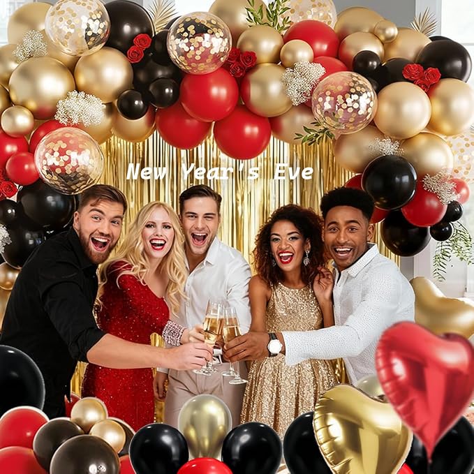 Red Black Gold Balloons Garland Arch Kit - Image 7
