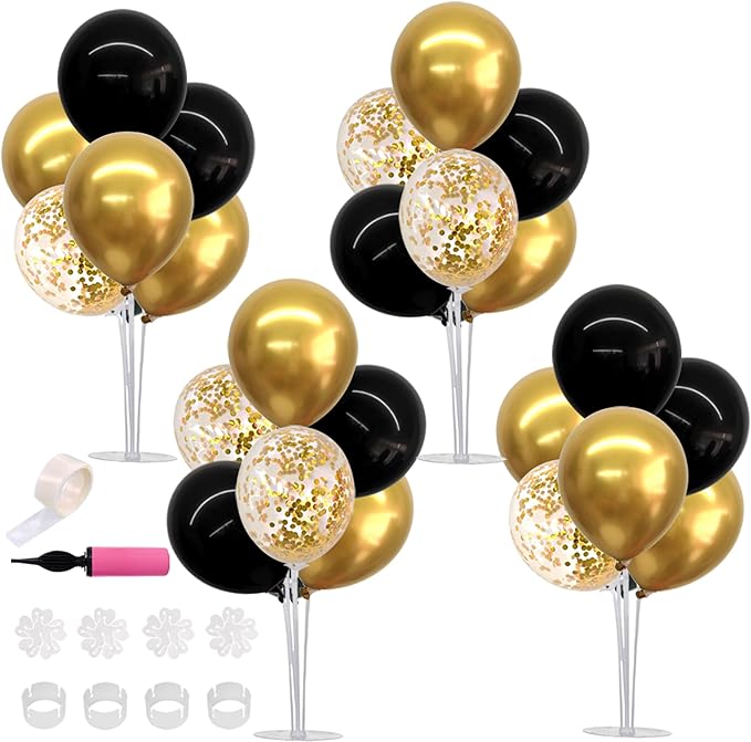 TONIFUL 4 Set Black Gold Balloon Stand Balloon Centerpieces - Image 8