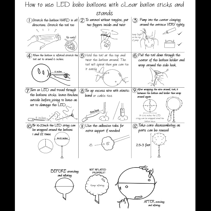6PCS LED Bobo Balloons with Sticks, Balloon Stand DIY Kits | Clear Balloons - Image 8