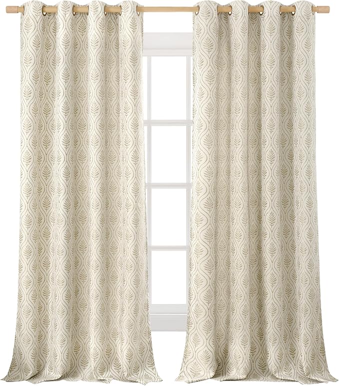BGment Beige Leaf Jacquard Curtains - Image 9
