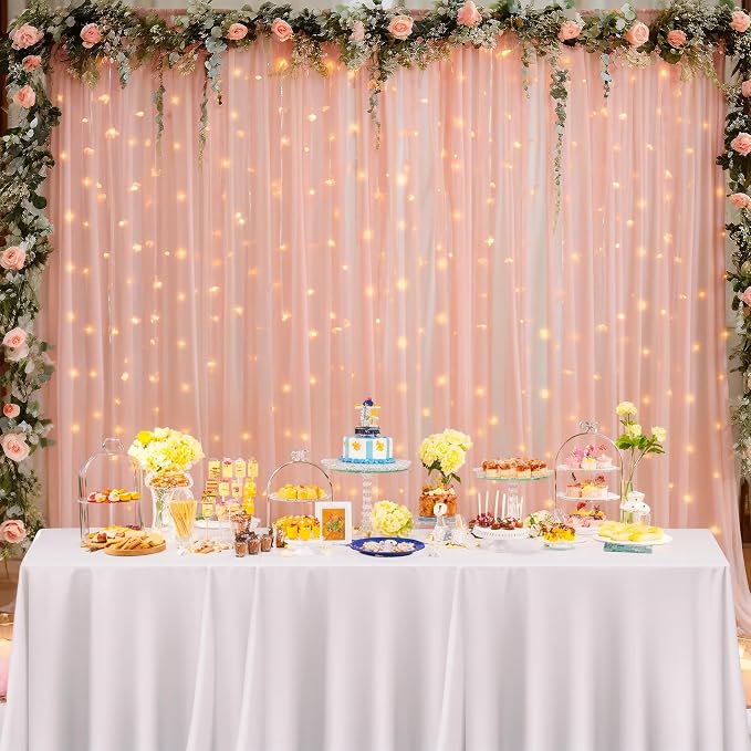 20x8ft Peach Tulle Backdrop Curtain - Image 7