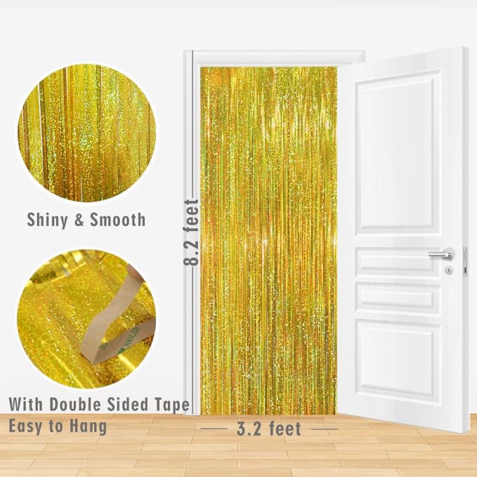 GOER 3.2 ft x 8.2 ft Metallic Tinsel Foil Fringe Curtains Party Photo Backdrop - Image 6