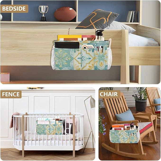 Bedside Caddy Metal Frame Hanging Organizer Bunk Bed Dorm Accessories Hook And - Image 8