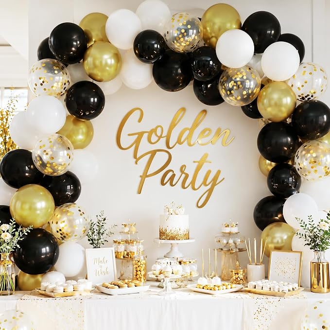 White Black Gold Balloons, Graduation, Anniversary, Baby Shower, Wedding Party - Image 8