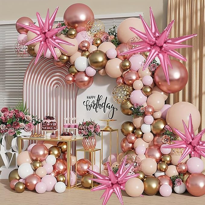 8 Pcs Pink Star Balloons, 27/22 inch One-Piece Explosion Foil Balloons - Image 7