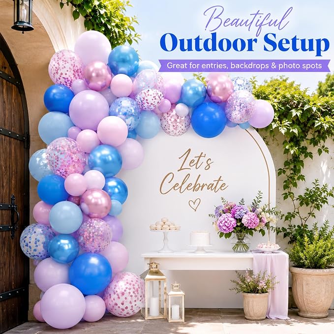 Pink and Blue Balloon, Royal and Metallic Confetti Balloons - Image 7