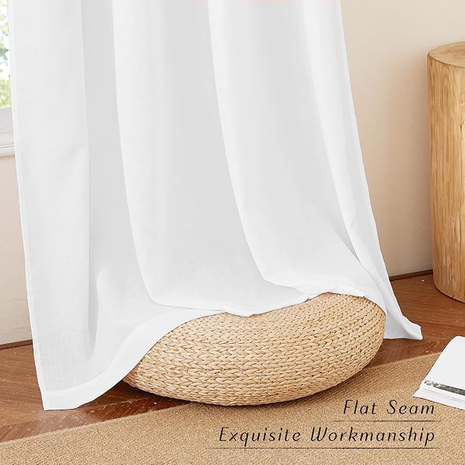 NICETOWN White Linen Kitchen Curtains 36 inches Long, Grommet Short Curtains - Image 7