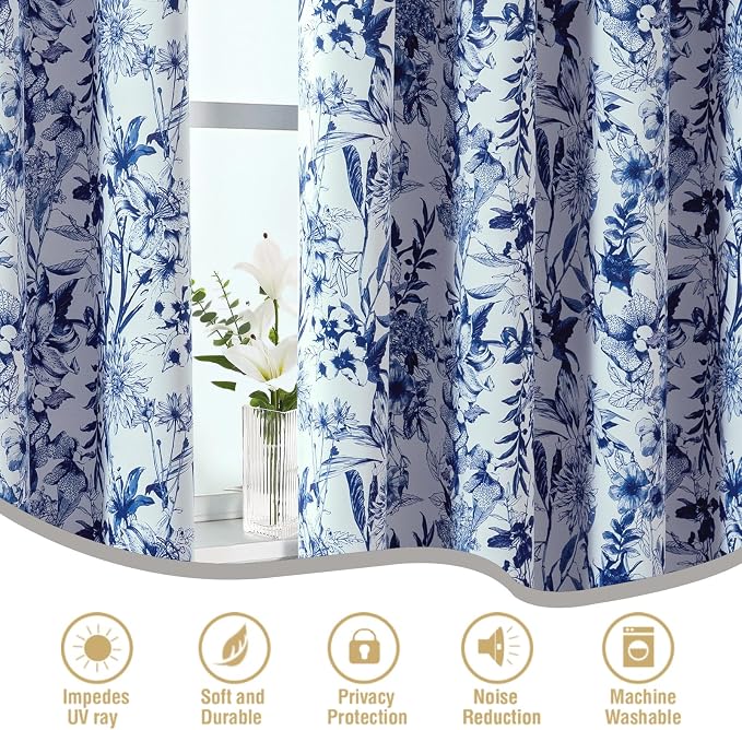 H.VERSAILTEX Blackout Curtains 63 Inch Length 2 Panels Set Floral Print Curtain - Image 6