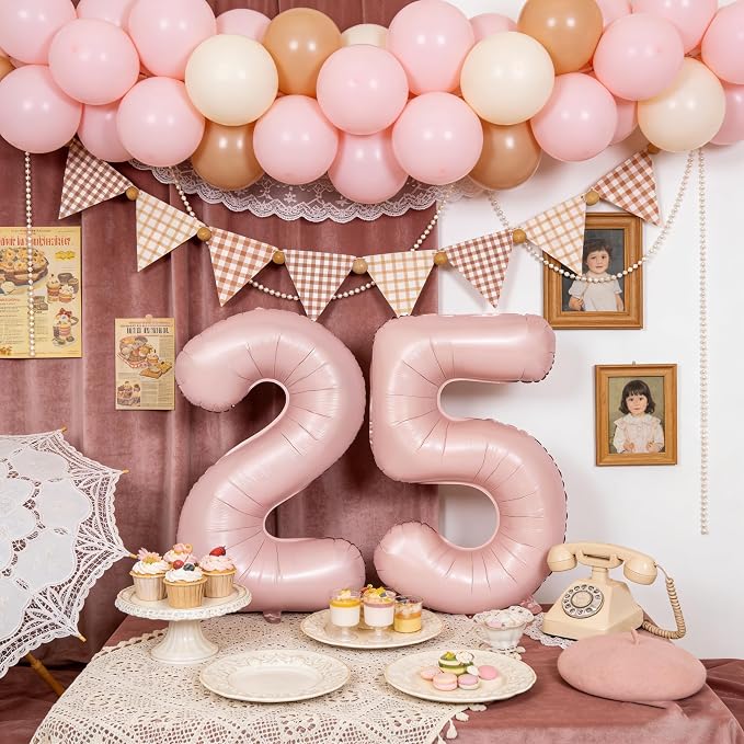 40 In Matte Pink Number Balloons Helium Foil Mylar Balloon Party Digital 24 | - Image 5