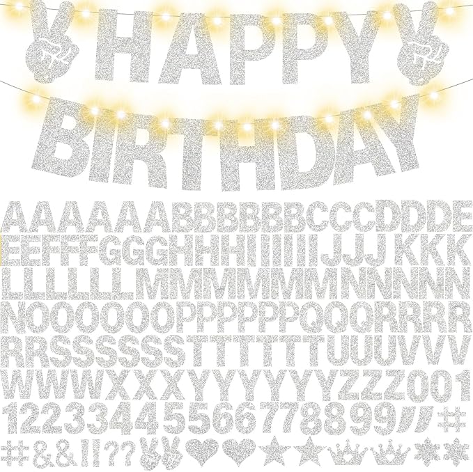 129Pcs DIY Letter Banners Glitter Customizable Banner Kit Custom Banners DIY - Image 8