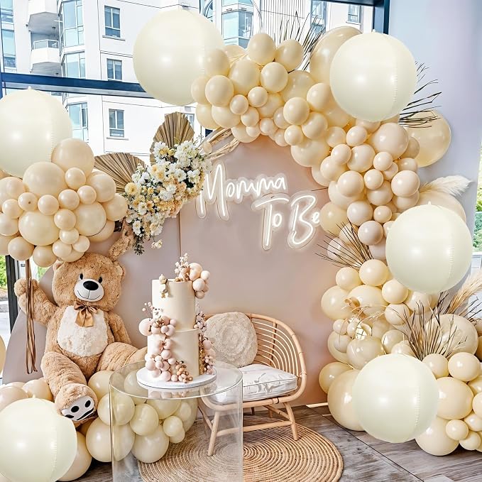 6Pcs Cream White Round Foil Balloons, Giant 4D Round Ball Balloon, 22 Inch - Image 6