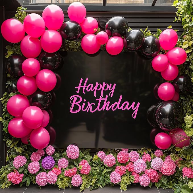 RUBFAC Pink Balloon Arch Kit Different Sizes Hot Pink Balloons 129pcs | Garland - Image 7