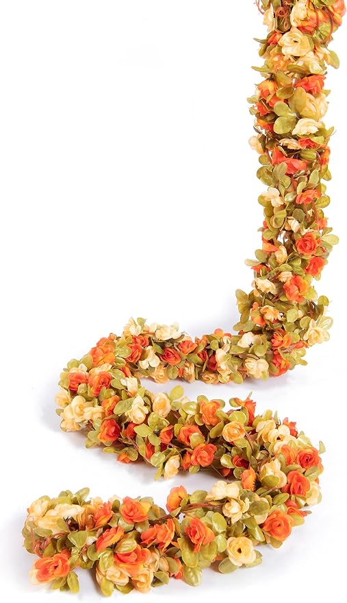 Artificial Flower Garland 8pcs 8.2ft Rose Vine Decor, Fall Champagne Flower | - Image 9