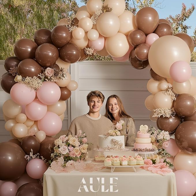 AULE Brown Balloon Arch Kit 155Pcs Light Pink Beige Balloons | Coffee Brown - Image 5