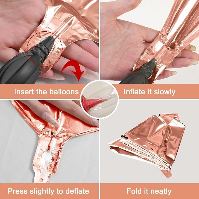 12Pcs Rose Gold Round Foil Balloons, Metallic Rose Foil Balloon - Image 8