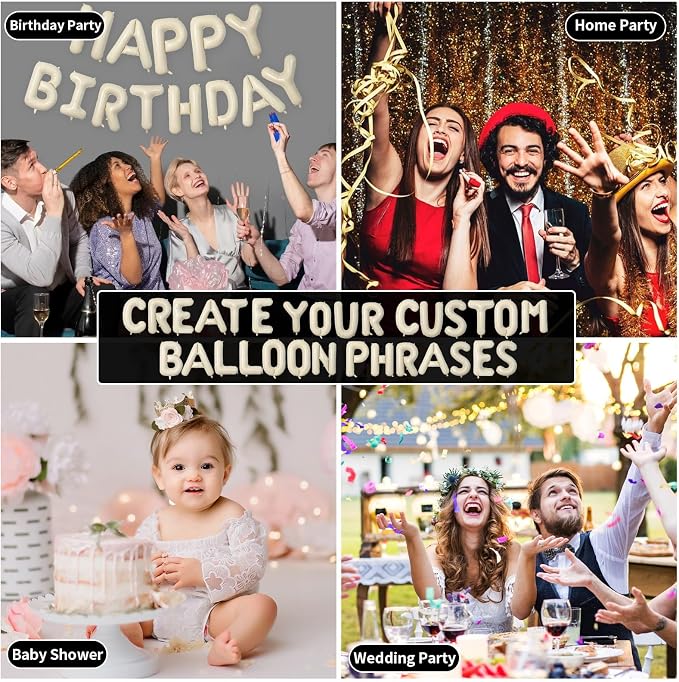 Biapian 40 Inch Giant Cream A Foil Balloon, Large Aluminum A Balloons Helium - Image 8