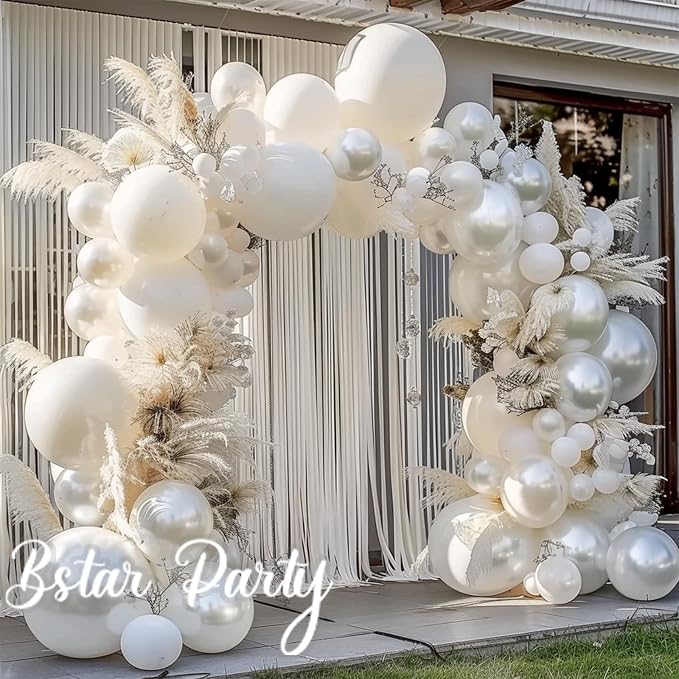 Double Stuffed Pearl White Balloon Garland Arch Kit | 18/12/10/5inch Different - Image 6