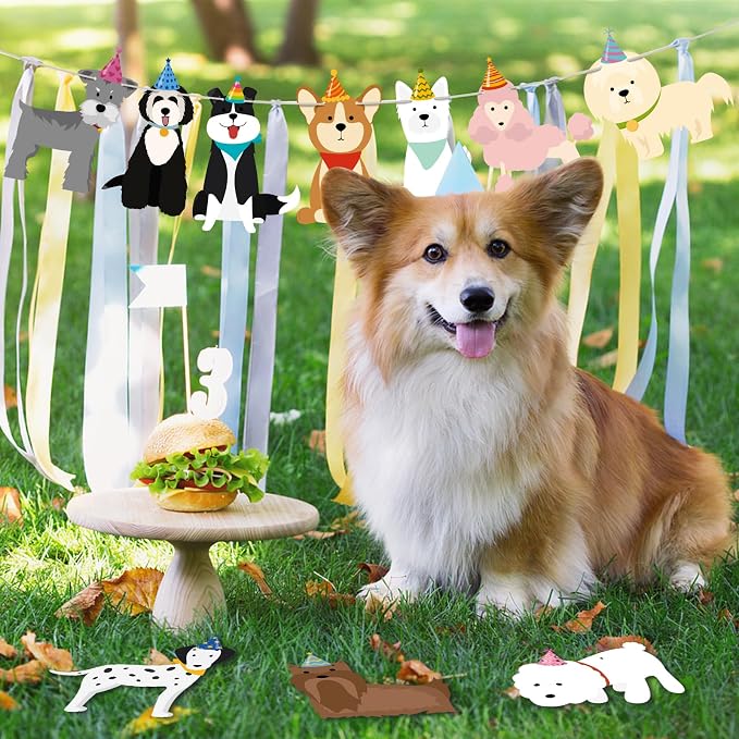 Hooqict Dog Birthday Banner Puppy Themed Party Decorations Dog Garland Banner - Image 8