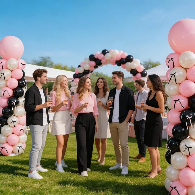 Pink Black Balloon Column Stand Set of 2 - Image 7