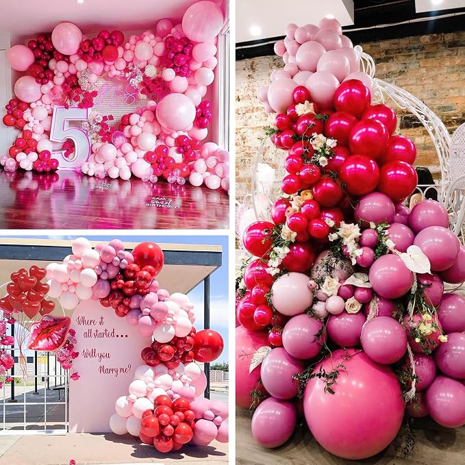 PartyWoo Hot Pink Balloon Arch Kit 142pcs Light Pink Balloons | Magenta Fuchsia - Image 6