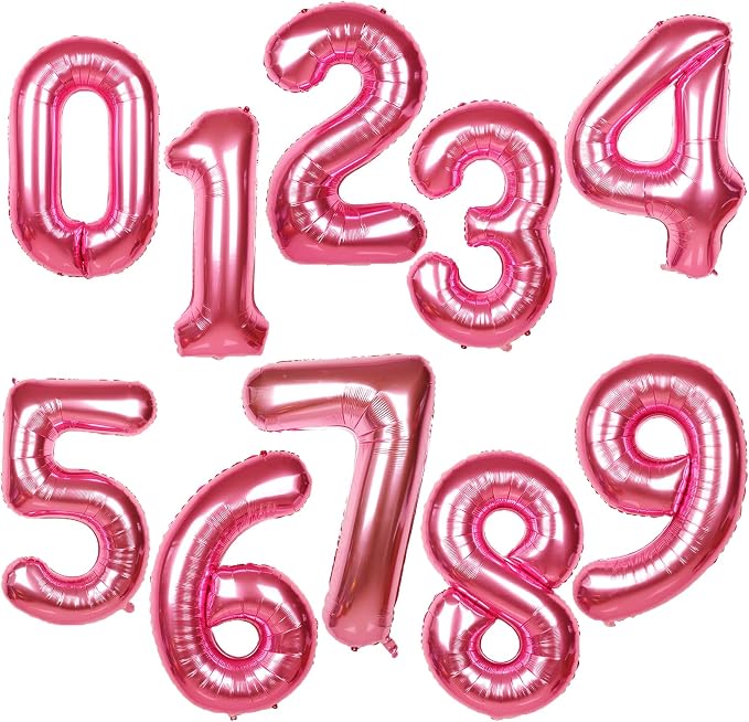 40 Inch Giant Hot Pink Number Balloon, Mylar Foil Helium Hot Pink Balloons - Image 7
