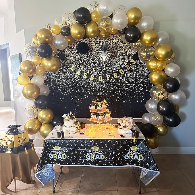 Black Gold Balloons, 60 Packs 12 Inch Black White and Gold Latex Balloons - Image 8