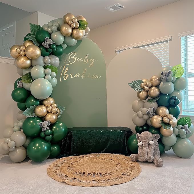 Green and Gold Balloons 12 Inch Emerald Forest Hunter Dark Sage Green Gold Sand - Image 8
