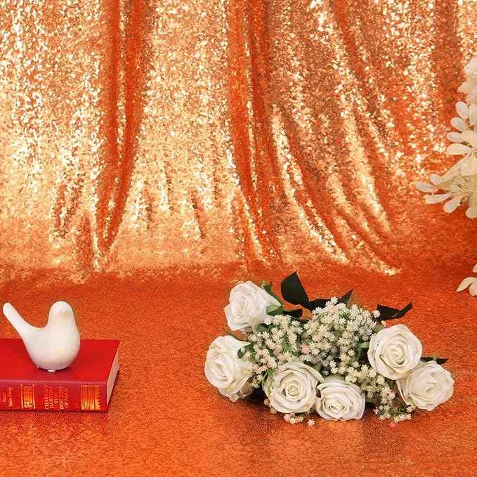 Eternal Beauty Orange 3mm Sequin Backdrop 6x8 Ft - Image 9