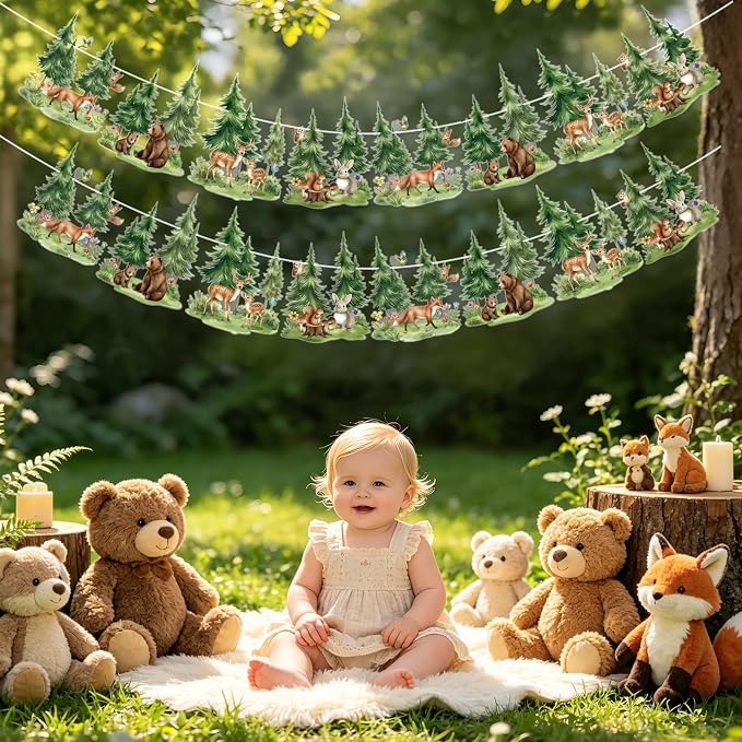 SUNBEAUTY Woodland Animals Banner 13.2FT Baby Shower Garland Party Supplies | - Image 8