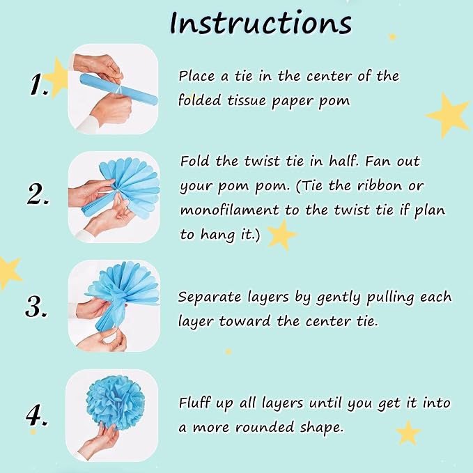 12pcs Colorful Paper Pom Poms Set - Image 6