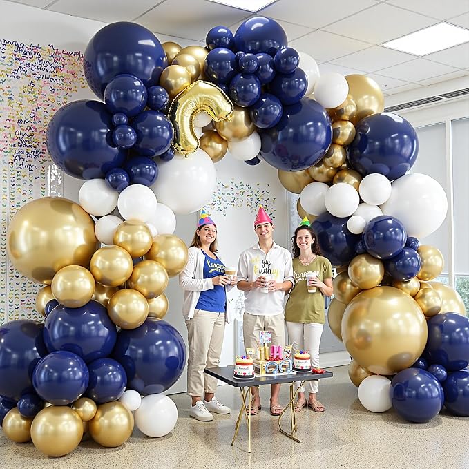 412Pcs Navy Blue and Gold Balloons Arch Garland Kit, 5 10 12 18 inch gold and - Image 7