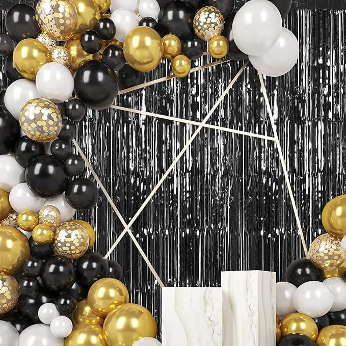 30 Pack Black Foil Fringe Curtain Backdrop, 3.3x8.2 Feet Metallic Tinsel - Image 7