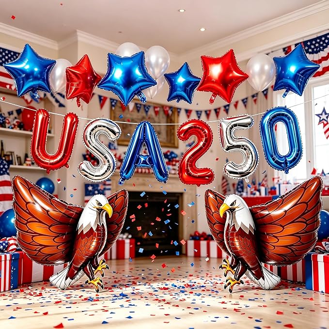 10PCS 4th of July Balloons Set, USA 250 Foil Letter Balloons - Image 7