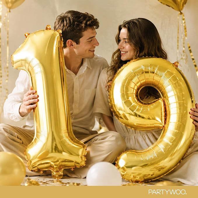 PartyWoo Number Balloons 40 Inch Gold Number 9 Kit 25pcs - Image 9