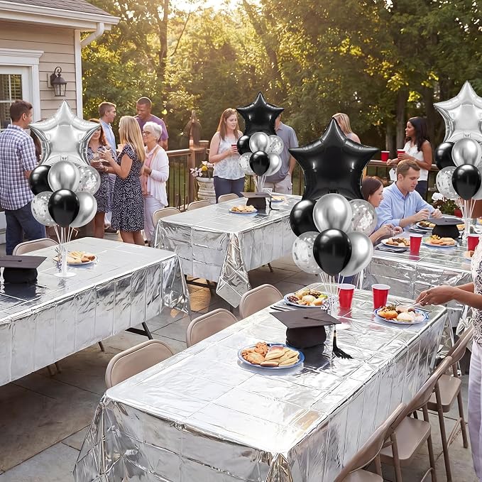 Lunmon 4 Set Black and Silver Balloon Centerpiece - Image 6