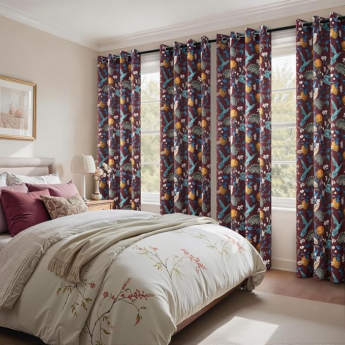 Topfinel Rust Boho Floral Curtains 72 Inches Long French Country Grommet - Image 7