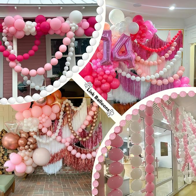 Pastel Pink and White Linking Balloons - Image 9