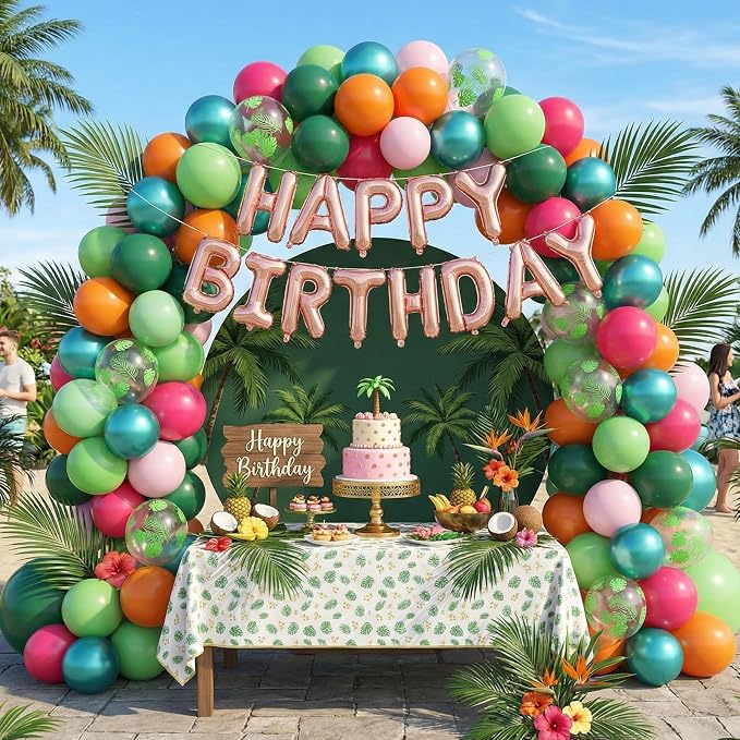 Rainbow Tropical Balloons for Summer Party Decorations | 12-inch pink - Image 7