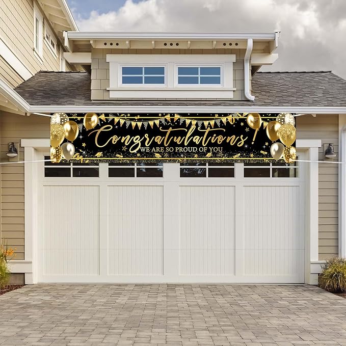 Graduation Decoration Banner Black and Gold Graduation 2026 Banner Sign Gold - Image 8