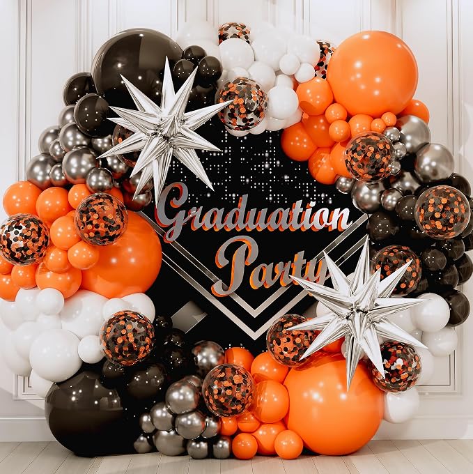 ALL-IN-1 Orange Black White Balloons Arch Kit - Image 9