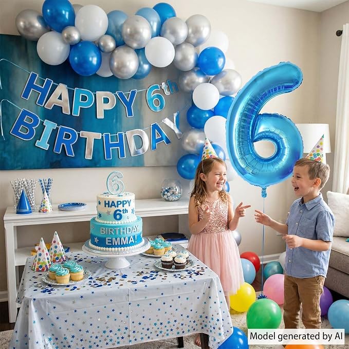 Light Blue Number 6 Balloon 40 Inch, Foil Numeral - Image 7