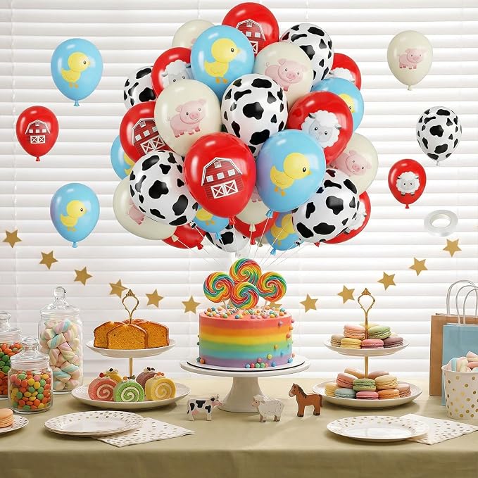Red and Blue Farm Balloons, 12 Inch Farm Animal Balloons - Image 6
