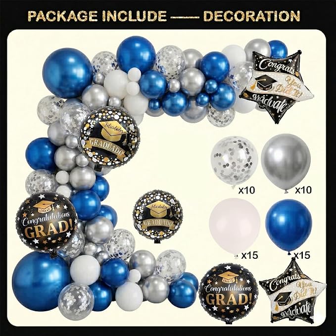 Blue and Silver Graduation Decorations Class of 2026 - Image 7