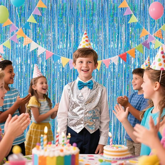 Light Blue Metallic Streamer Backdrop - Image 8