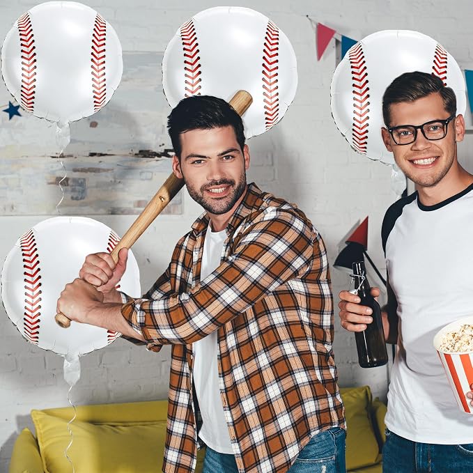 Fovths 12 Pieces Inflatable Baseball Balloons 18 Inches Baseballs Foil Balloons - Image 7