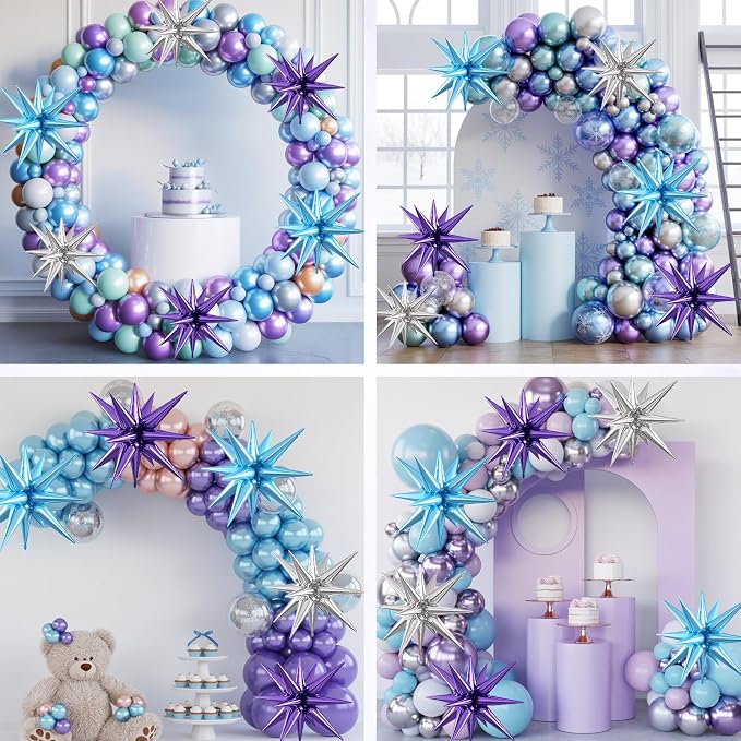 Purple Blue Silver Star Balloons, 22/27 Inch Blue and Purple Silver Star Shaped - Image 7
