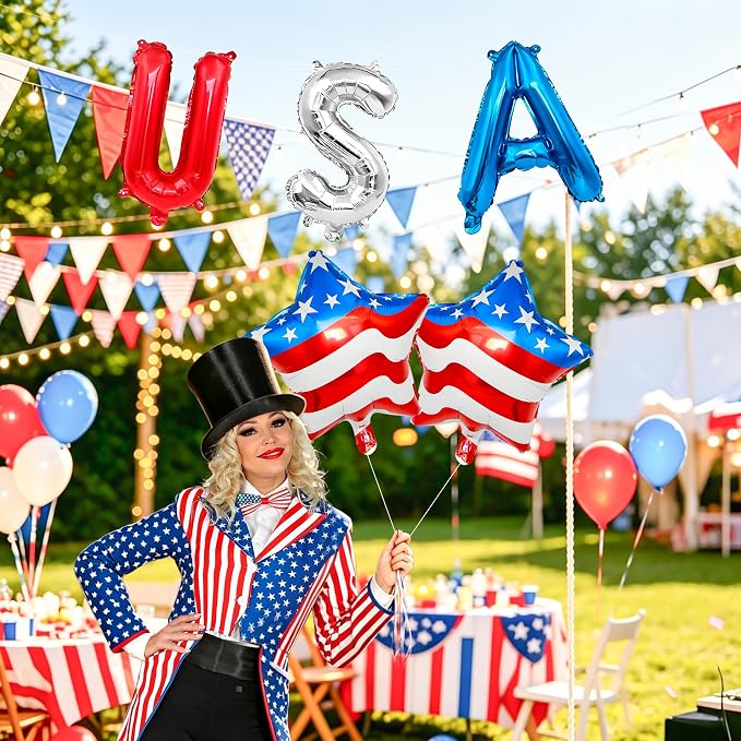 Patriotic USA&Star Balloons 4th of July Independence Day Party Decor | Red - Image 7