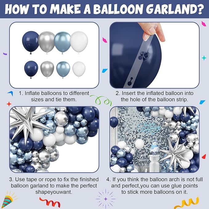 Blue Silver Balloon Arch Kit - Image 9