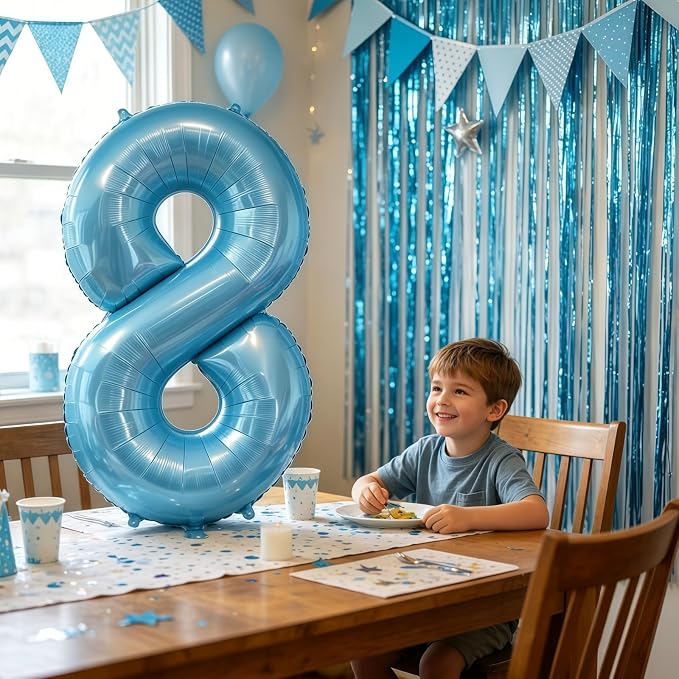 Pastel Blue 0 Balloon Number, Light Blue 0 Balloons - Image 8