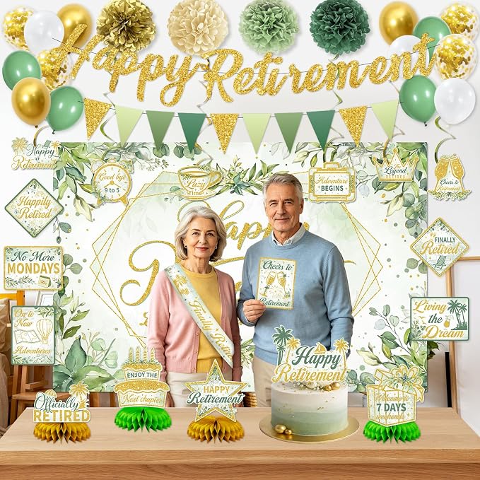 KOTLMIGHT Green Retirement Party Decorations Decor - Image 7